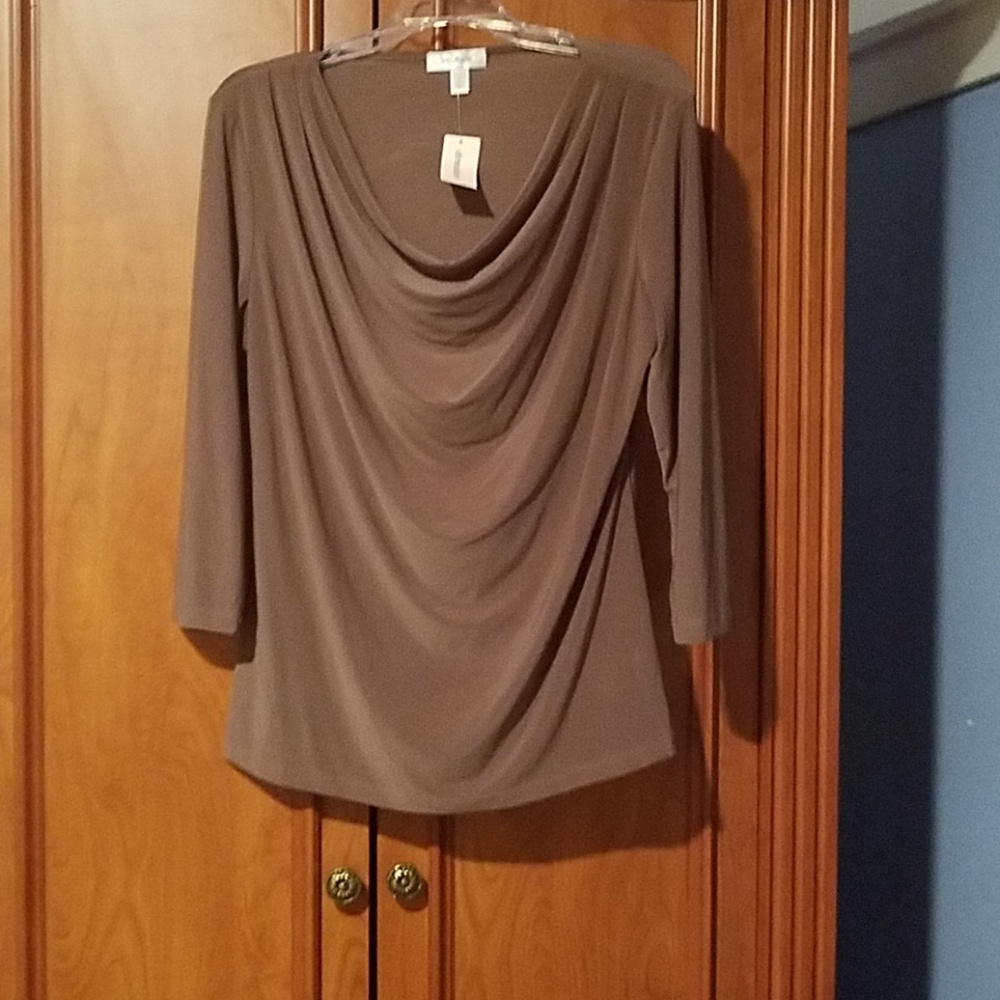 NWT Dress Barn Brown 3/4 Sleeve Blouse
